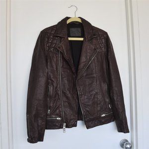 AllSaints Conroy Leather Biker Jacket Oxblood
